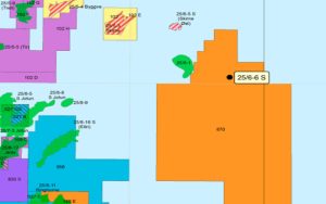 Ubicación del pozo 25 / 6-6 S en la licencia de producción 870.