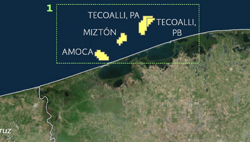 El campo Miztón en el Área 1, ubicada en la Bahía de Campeche, en la costa de México.