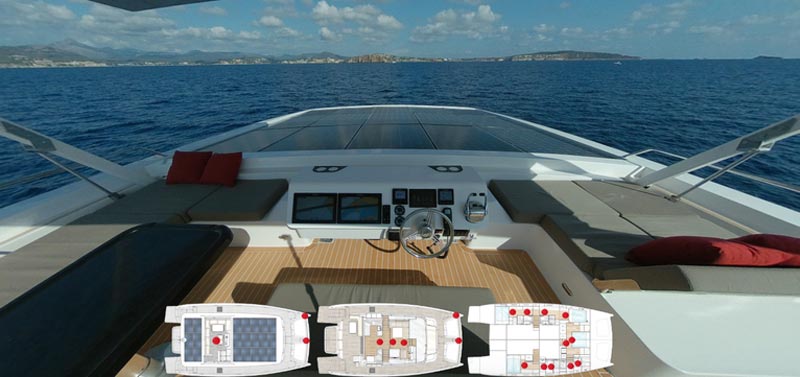 Silent Yachts tiene una función en su sitio web que permite una vista en 360 ​​grados del yate Silent 55