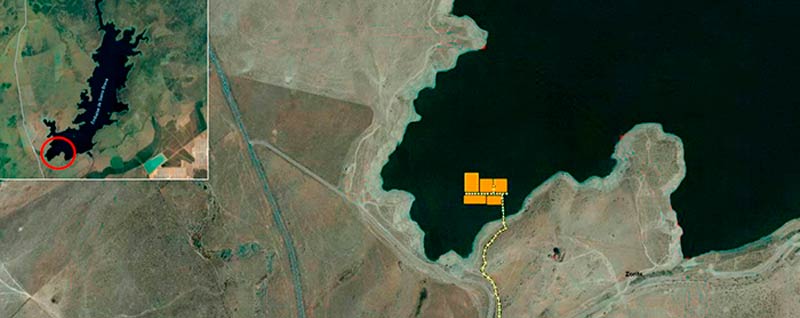 Ubicación de la planta fotovoltaica flotante en el embalse de Sierra Brava