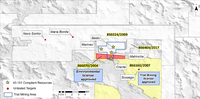 Figura 1. Mapa que muestra las reclamaciones que cubren el área del proyecto Cajueiro