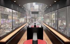 Diseño interior conceptual de Island, el tranvía eléctrico.