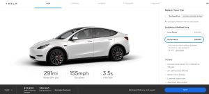 Se observa el precio del Tesla Model Y Performance
