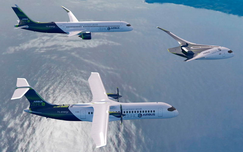 Los tres diseños conceptuales de Airbus ZEROe