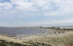 Se observa la malla en el parque fotovoltaico El Marqués, en Zaragoza, España
