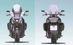 Vista frontal y trasera de la motocicleta eléctrica rusa