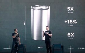 Elon Musk junto a Drew Baglino en el Tesla Battery Day