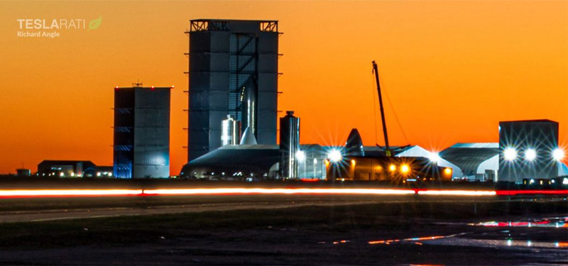 Starship SN9 desde la plataforma de ensamblaje de SpaceX
