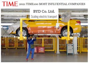 BYD en la lista de la Revista TIME de “Las 100 empresas más influyentes de 2021”.