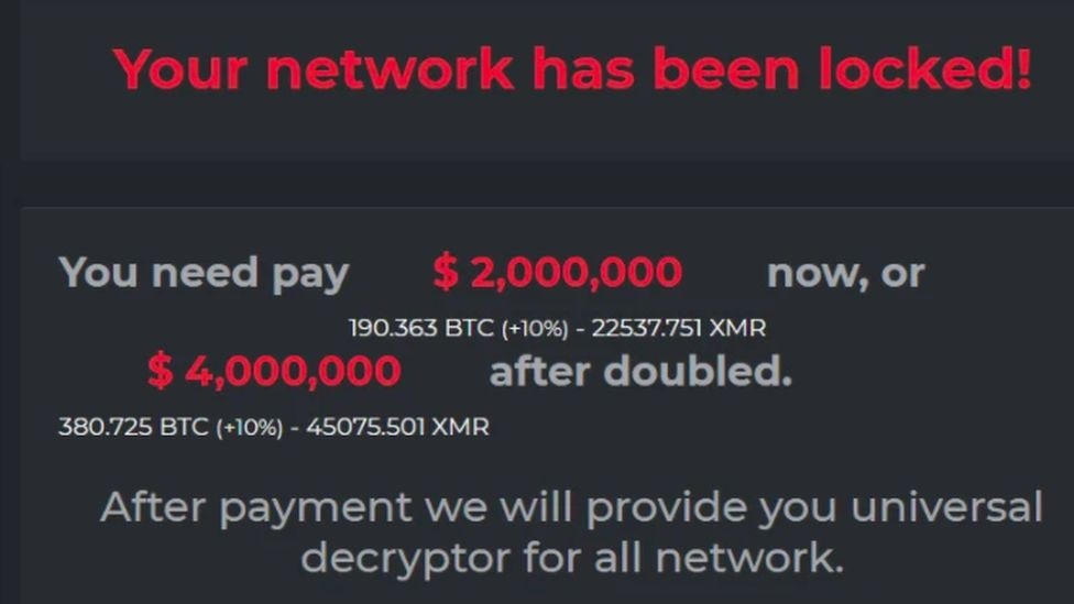 Figura 1. Ejemplo de un aviso de ransomware DarkSide que aparece en las pantallas de las computadoras de las víctimas  &nbsp;