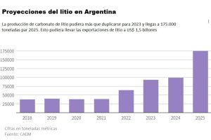 Figura 1. Proyecciones de las exportaciones de litio en Argentina