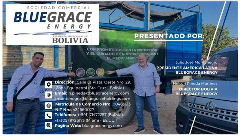 Presidente para Latinoamérica de Bluegrace Energy presenta proyecto de captura de carbono forestal en Bolivia
