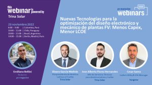 Webinar: Trina Solar presenta nuevas tecnologías para la optimización del diseño electrónico y mecánico de plantas fotovoltaicas