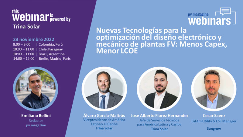 Webinar: Trina Solar presenta nuevas tecnologías para la optimización del diseño electrónico y mecánico de plantas fotovoltaicas